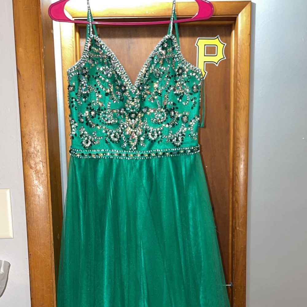 Dark green prom dress